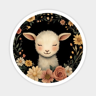 Sweet Lamb Illustration – Gentle Pastoral Animal Art Magnet